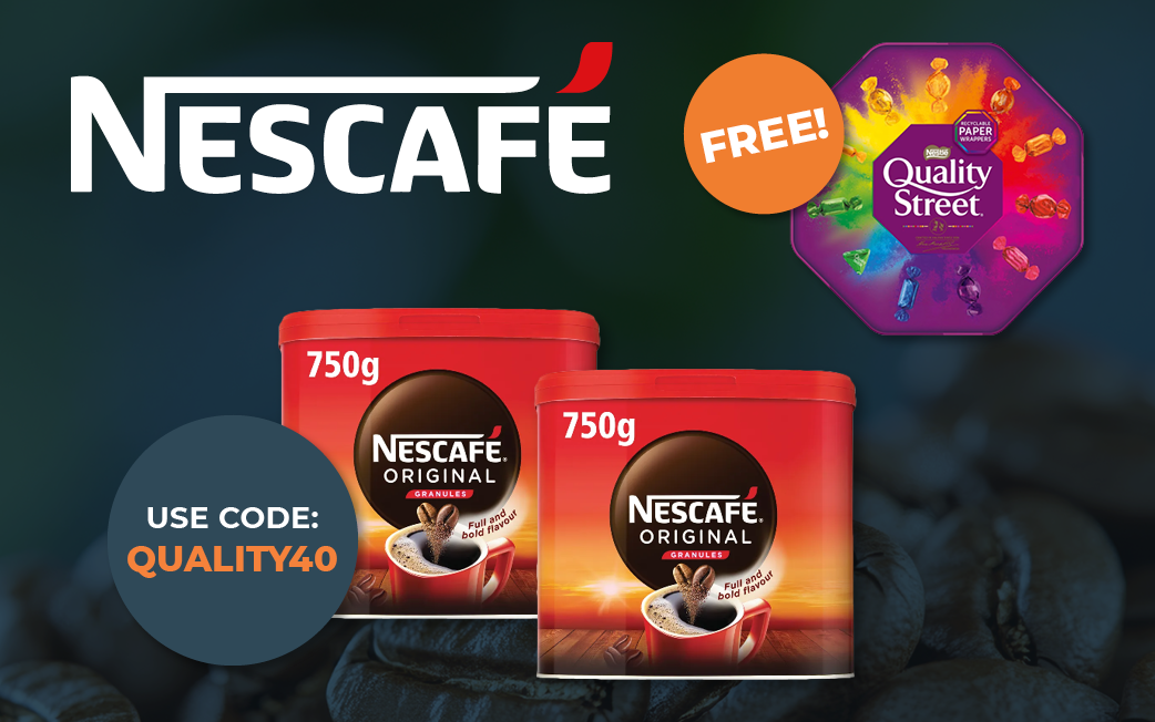 Spend 40 on select Nescafe products and claim a free tub of Quality Street with code QUALITY40.